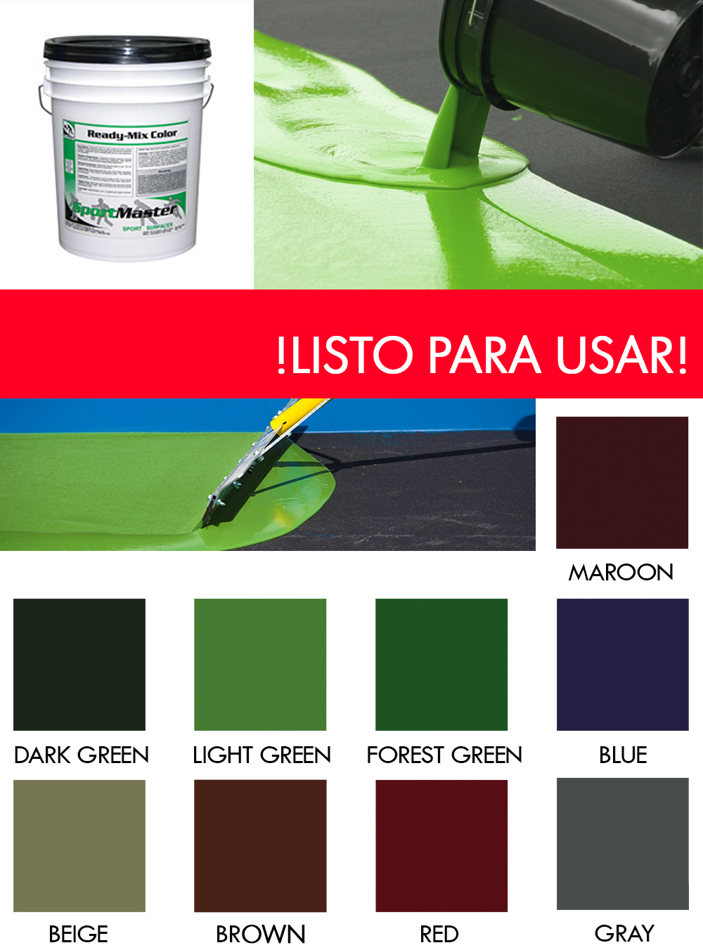 Selladores QR superficies deportivas: SPORTMASTER® STANDARD SYSTEM - READY-MIX COLOR